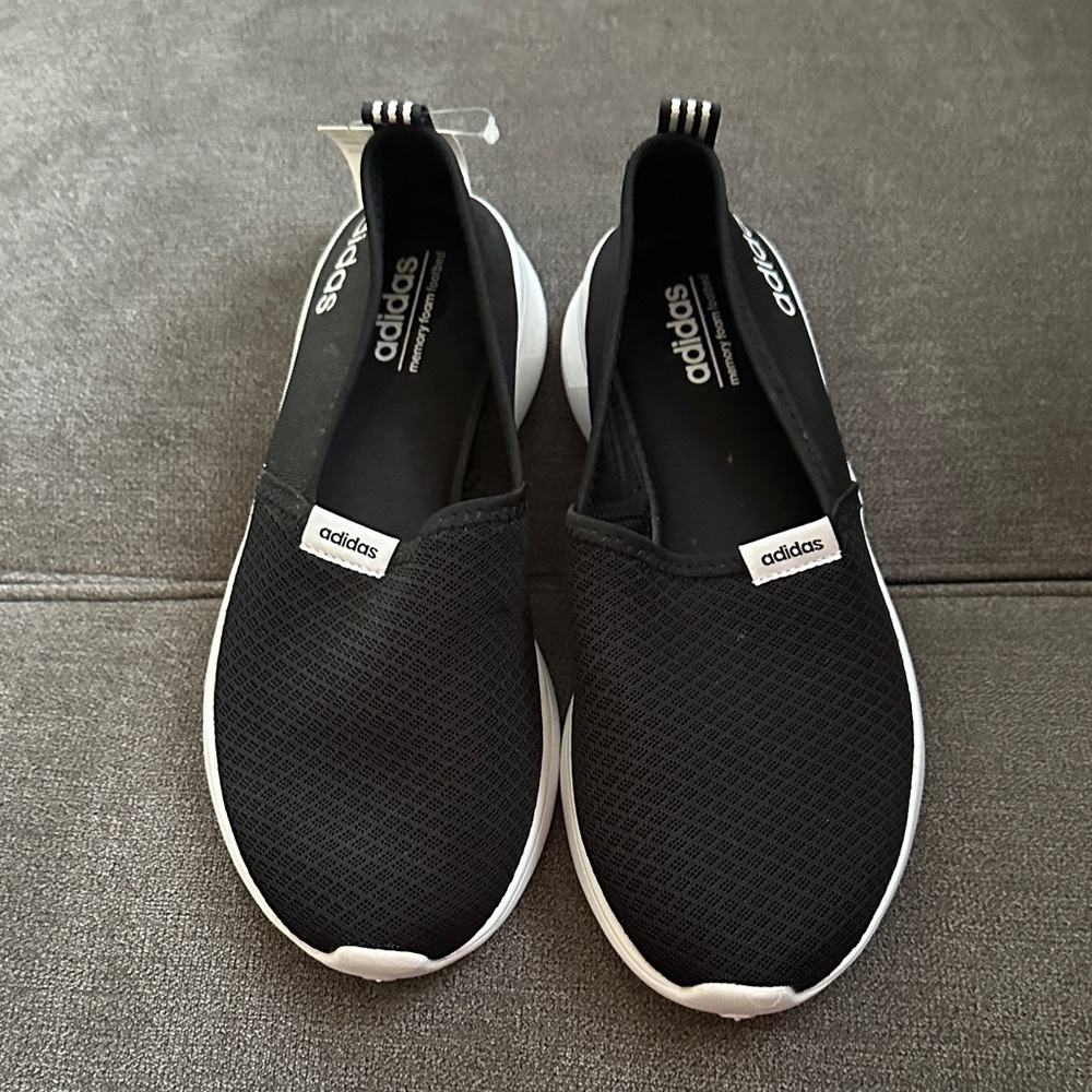 Adidas Black and White Slip-On Sneakers